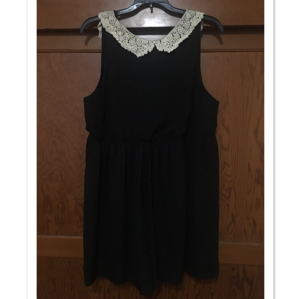 Cooperative Romper Black with Lace Collar